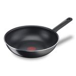 Tefal Day By Day ON B56406 Frying Pan, 28 cm, Deep Form, Gas, Electric and Ceramic Hobs, Effortless Cleaning, High Performance, Non-Stick Coating, Spout, Thermal Signal, Black