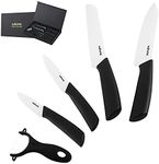 Kitchen Ceramic Knife Set with Sheath Covers Rust Proof Stain Resistant 5 PCS Professional Knife Set Super Sharp Luxury Gift Box with Chef Knife, Bread Knife, Utility Knife, Fruit Knife and Peeler