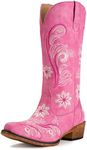 IUV Cowboy Boots For Women Mid Calf Western Boots Cowgirl Pull-On Tabs Pointy Toe Boot, Pink, 9