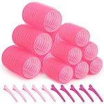 Self grip hair roller set,Hair roller set 12 pcs,Heatless hair curlers,Hair rollers for Long hair,Medium and Short hair,Hair rollers with hair roller clips and comb,Salon hairdressing curlers,DIY Hair Styles, Sungenol 2 Sizes Hair Rollers in one set