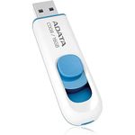 ADATA C008 16GB USB 2.0 Retractable Capless Flash Drive, White/ Blue (AC008-16G-RWE)