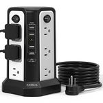 Tower Power Bar with USB C Fast Charging Port, Tower Surge Protector with 4 USB A Ports, Flat Plug 10FT Extension Cord with 12 AC Multiple Outlets, 1800J Surge Protection for Home Office DormRoom