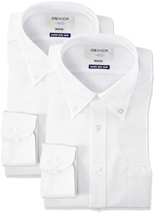 Orihika Shirt Set, Super Non-Iron, No Ironing, Stretch, Long Sleeve, Choose Color Variations, Wide / Button Down, Men's, White (Button Down), Japan L (41-86) (Equivalent to Japanese Size L)