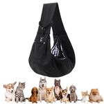 Puppy Sling Carrier for Small Dogs - Breathable Reversible Pet Sling with Storage Pocket, Hands-Free Dog Carrier for Travel/Shopping/Walking, Comfortable Cat & Puppy Sling (Black)