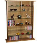 WATSONS BOSTON - Glass Collectable Display Cabinet / 600 CD / 255 DVD Storage Shelves - Oak