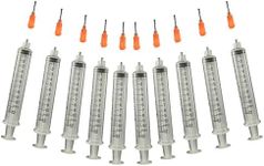 Creative Hobbies Glue Applicator Syringe for Flatback Rhinestones & Hobby Crafts, 10 ML with Precision Tips - Value Pack of 10 (15 Gauge)