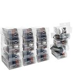 Kurtzy Clear Plastic Shoe Storage Boxes (20 Pack) - Suitable for Women's, Men's and Children's Shoes - Foldable, Corrugated and Stackable for Storage and Travel