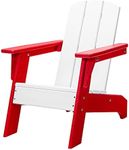 RESINTEAK Kids Adirondack Chair, Plastic Pool Chairs for Indoor and Outdoor Play, Comfortable Set for Fire Pit, Campfire, Patio, and Pool, Easy and Quick Assembly - White Red