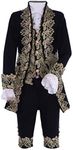 Victorian Costume Men's Rococo Costume Suit Prince Cosplay Costume for Halloween (L, Black)