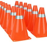 7 Inch Traffic Cones Sports Soccer Drills Agility Training Orange Cones for Kids (Set of 12)