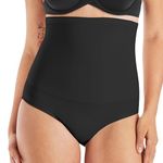 Maidenform Women's Fat Free Dressing High Waisted Brief Control Knickers, Black, Size 10 (Size:Small)