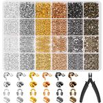 2220 Pieces Crimp Beads for Jewelry Making, Acejoz Knot Covers, Crimp Bead Covers, Crimp Tubes and Wire Guardians with Crimping Pliers for DIY Jewelry Bracelets Necklaces Making