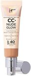 IT Cosmetics CC+ Nude Glow (Medium Tan) - Lightweight Foundation & Brightening Glow Serum with SPF 40, Medium Coverage, With Niacinamide & Hyaluronic Acid, For All Skin Types, 1.08 fl oz