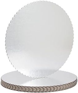 12-Pack Cake Boards 12 Inch, Elegant Round Scalloped Boards for Bakeries, Baking Desserts, Cake Decorating, Sturdy Cardboard Material, Disposable (Silver, 12x12x0.08 in)