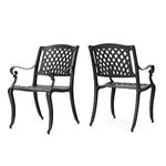 Christopher Knight Home Cast Aluminium Dining Chairs, Black Sand, 2-Pcs Set