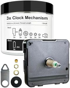 MXDFL High Torque Clock Mechanism Replacement Parts, Silent Quartz Movement with Hands, Battery Operated Wall/Desk Clocks Repair Kits for Do It Yourself, 19/32 in (15 mm) Thread Length, I Shaft