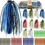 VMSIXVM Ned Rig Jig Heads Fishing Lures, Ned Rigs Swim Jig Skirts Swimbait for Bass Fishing, Weedless Skirted Swimming Bass Jig Lures with Ned Rig Hook Bait Worm, Finesse Mushroom Jighead