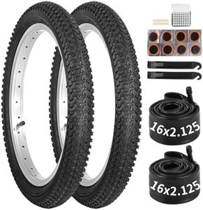 yeesport 16 Inch Bike Tire, 2 Pack 16x2.125 Bike Tires and 16 Inch Bike Tubes with Repair Kit, 16Inch Tire Kids Bike Tires MTB Tires, Shock Absorption MTB Bicycle Tires with AV Valve