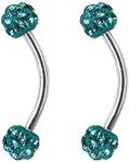 ZS 16 Gauge Eyebrow Rings Curved Barbell 4mm Tiny Crystal Ball Belly Button Rings Nipple Rings Tongue Piercings, Stainless Steel,Crystal,Steel, crystal