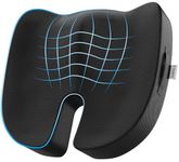 FOVERA Orthopedic Coccyx Seat Cushion for Tailbone Pain | 2-Years Warranty | Memory Foam Chair Pad for Sciatica & Back Pain Relief (18 x 17 Inch), Fits Up to 120Kg Wt, for Chair & Car (Mesh Black)