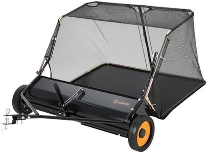 44 Inch Tow Behind Lawn Sweeper, 26 cu. ft. Large Pull Behind Grass Sweeper Heavy Duty Leaf & Grass Collector with Dumping Rope Design, Adjustable Sweeping Height for Yard and Grass Cleanup Tool