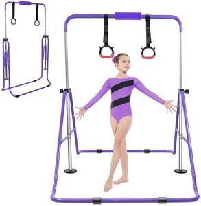 YEEGO DIRECT Gymnastics Bar with Rings,Gymnastics Bar for Kids Ages 3-12,Foldable Gymnastics Bar,Kids Gymnastics Bar Expandable for Home Training Kids Gifts for Grils Boys(Purple)