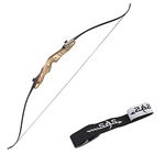 Southland Archery Supply Premier 62" Takedown Recurve Bow Wooden Traditional with Hard Maple Wood Riser and Limb Side Texture + Stringer - FF Compatible - Right & Left Hand (35lbs, Right)