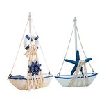 LIFKOME 1/2 Pcs Miniature Sailboat Decor Wooden Sailboat Model Handmade Vintage Nautical Decor Sailing Boat for Ocean Theme Party Home Decoration