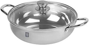 KOTO Premium 18/8 Stainless Steel Shabu Shabu Hot Pot with Tempered Glass Lid, 30CM (11.8'')