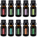 Pure Daily Care Aromatherapy Top 10 Essential Oil Set – Therapeutic Grade Single Ingredient Oils – Uplift Mind, Body and Spirit – 10 x 10 Ml Bottles – No Fillers & No Additives