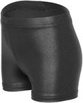 iLover Solid Color Girls' Sparkle Dance and Tumbling Athletic Gymnastics Shorts, 1pcs Black, 10-11 Years