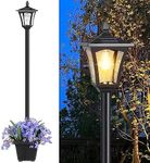 Mancra 65" Solar Lamp Post Light with Planter, Glass 60 Lumens Solar Garden Lights Outdoor Waterproof Solar Pole Lights Patio Decor, Warm White