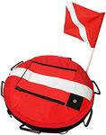 Luwint Inflatable Dive Float Buoy, Round Diving Safety Surface Marker Buoy Training Signal Board for Scuba Diving Freediving Diver Snorkeling Spearfishing, Includes Flag