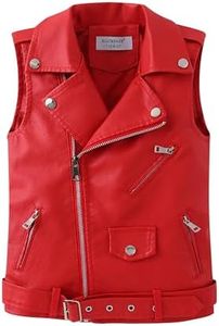 ELUCKFACE Kids Boys Girls Womens Faux Leather Motorcycle Vest Joker Style Biker Parent-Child Matching Dress Coat 3+Years Red 11-12Years Old