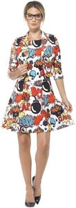 Smiffys Disfraz de tira cómica, Multicolor, con chaqueta y vestido