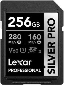 Lexar Silver PRO SD Card 256GB, UHS-II SD Memory Card, V60, U3, C10, Up to 280MB/s Read, 160MB/s Write, SDXC Card for DSLR/Camera/Professional Photographer/Videographer/Enthusiast (LSDSIPR256G-BNNAA)