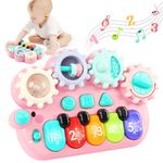 Baby Toys 1 Year Old Girl Gifts, Musical Piano Toy Light Up Keyboard for 6 Months Plus, Music Toys for 1 Year Old Toddlers, Baby Sensory Toys 6-12 Months, 1st Birthday Gift-Pink