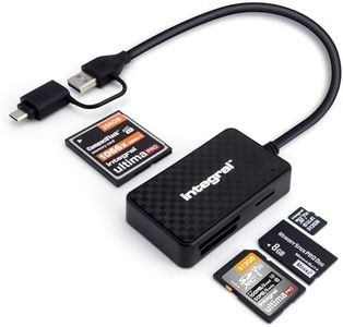 Integral 4en1 Lecteur de Carte Mémoire, USB 3.0 & USB C Adaptateur pour microSD, SD, Compact Flash, MS Duo/Pro - Compatible avec iPhone 15/16 Plus/Pro/Pro Max, MacBook Pro/Air, iPad, PC, Smartphone