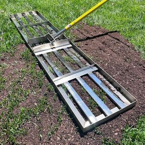 Rocklin™ Lawn Leveling Rake |Stainless Steel Surface Leveling Tool | Level Soil or Dirt Ground Surfaces Easily | 48” x 10” Ground Plate | 78” Extra Long Handle