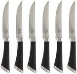 Chicago Cutlery Fusion 6 Piece Forged Premium Steak Knife Set, Cushion-Grip Handles with Stainless Steel Blades, Resists Stains, Rust, & Pitting, Kitchen Knives