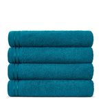 Lions Bath Towels - Set of 4 Bathroom Large Bath Sheets, 100% Luxury Cotton, 500 GSM 75X135CM, Highly Absorbent and Quick Dry Extra Large Bath Towel, Bathroom Accessory Set, Teal