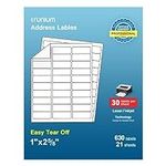 Address Labels, TRUNIUM 1" x 2-5/8" Shipping Labels for Inkjet & Laser Printers，21 Sheets, 630 Labels