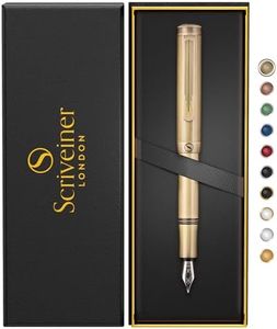 Scriveiner Pluma Estilográfica EDC de Lujo (Media), Impresionante Pluma Pesada de Bolsillo de Latón con Acabado Cepillado a Mano, Convertidor de Plumín Alemán Schmidt, Pluma de Diseño Buena y Elegante