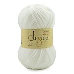 Ganga Acrowools Acrylic Desire Hand Knitting And Crochet Yarn. Pack Of 1 Ball - 100Gms. Shade No - Dsr007, White