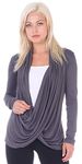 Popana Criss Cross Cardigan Long Sleeve - Made in USA - Grey -