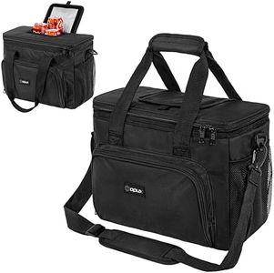 OPUX Soft Cooler Bag, Insulated Collapsible Lunch Cooler Tote for Men Work Camping Beach Travel, Portable Soft Sided Leakproof Waterproof Large Lunch Bag Box with Shoulder Strap 30 Cans, Black