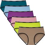 INNERSY Women's Cotton Sporty Underwear Vibrant Colors Hipster Panties 6-Pack(Variegated,Medium)