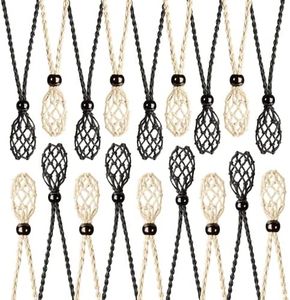 Anjiucc 6 Pieces Necklace Cord Empty Stone Holder Empty Necklace Holder Quartz Crystal Stone Necklace Cord, Adjustable Cord Cage Fish Netted Necklace Cord for DIY Jewelry Making Accessories, Necklace Cord, No Gemstone