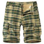 APTRO Mens Cargo Shorts Combat Casual Cotton Shorts with Multi Pockets Workwear Plaid Khaki CS03 34