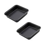 SYGA 2 Piece Square Non Stick Carbon Steel Cake Tin (2_Black)_Size: 22.5 * 22.5 cm